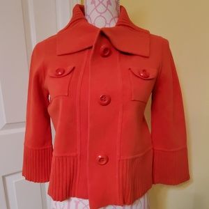 J Crew red / orange sweater jacket sz small